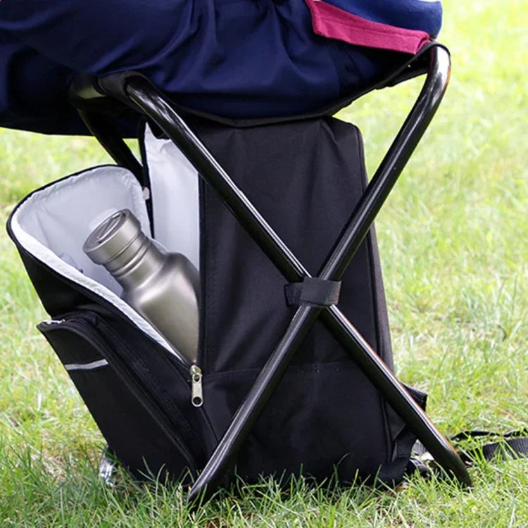 Tragbarer Klappbarer Campingstuhl für Draußen, Leichter Angel-Strandstuhl, Klappstuhl mit Edelstahlrohren und Kühltasche, Klappstuhl aus Edelstahl (Schwarz), Klappstuhl aus Edelstahl (Grün), Klappstuhl aus Edelstahl (Blau)