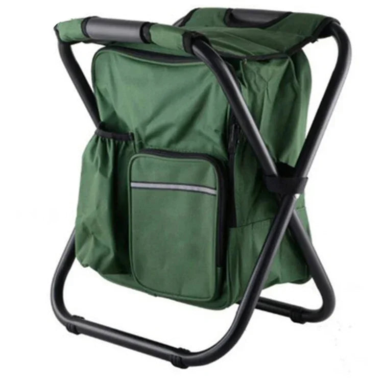 Tragbarer Klappbarer Campingstuhl für Draußen, Leichter Angel-Strandstuhl, Klappstuhl mit Edelstahlrohren und Kühltasche, Klappstuhl aus Edelstahl (Schwarz), Klappstuhl aus Edelstahl (Grün), Klappstuhl aus Edelstahl (Blau)