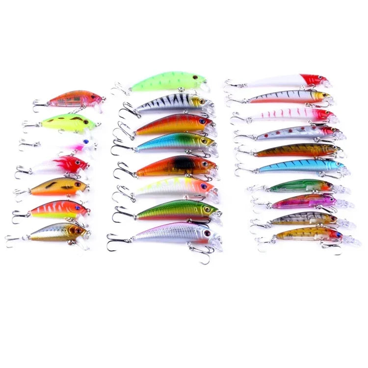 HENGJIA 26-teiliges Minnow-Angelköder-Set, 4 Modelle, Angelzubehör, harter Plastikköder, 26 Stück