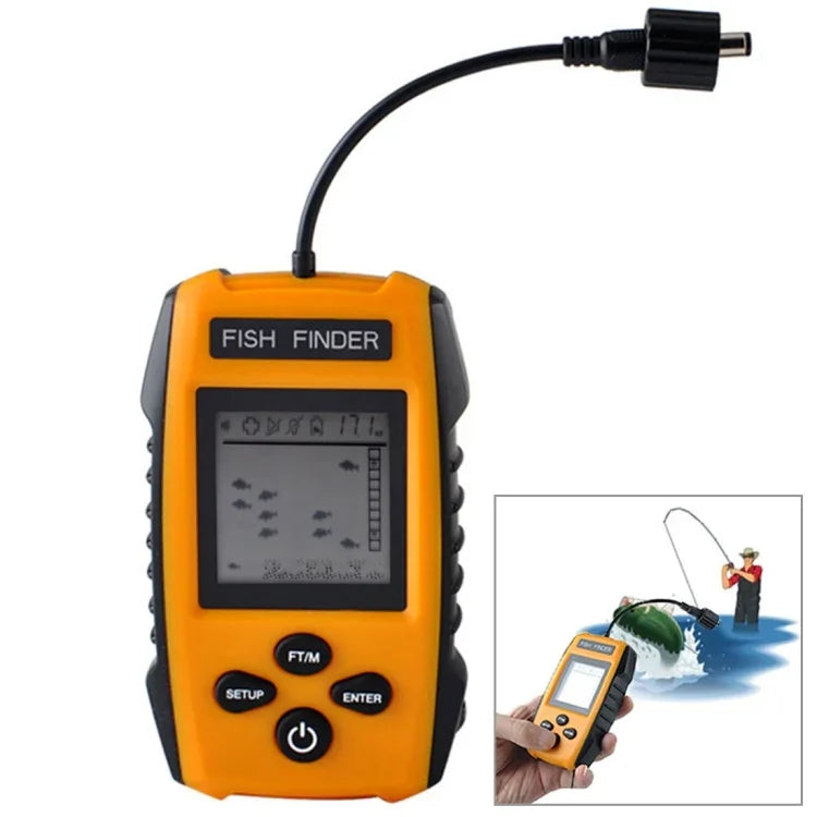 Tragbarer Kabelgebundener Fischfinder mit Sonarsensor Wandler und LCD-Anzeige, Fischfinder