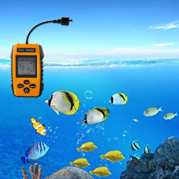 Tragbarer Kabelgebundener Fischfinder mit Sonarsensor Wandler und LCD-Anzeige, Fischfinder