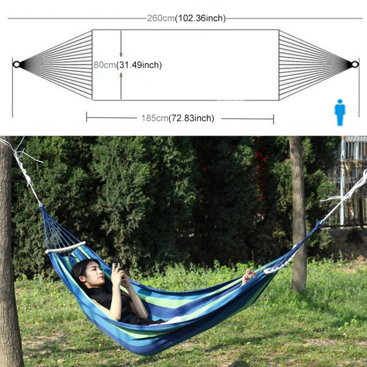Outdoor überschlagfeste Einzelperson-Canvas-Hängematte tragbares Strandbett mit Holzstäben, Größe: 185 x 80 cm (Rot)