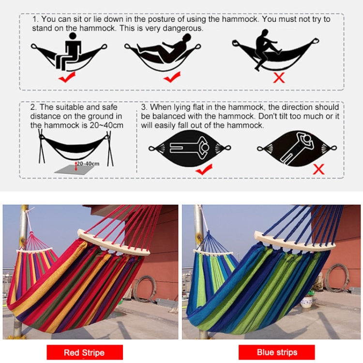Outdoor überschlagfeste Einzelperson-Canvas-Hängematte tragbares Strandbett mit Holzstäben, Größe: 185 x 80 cm (Rot)