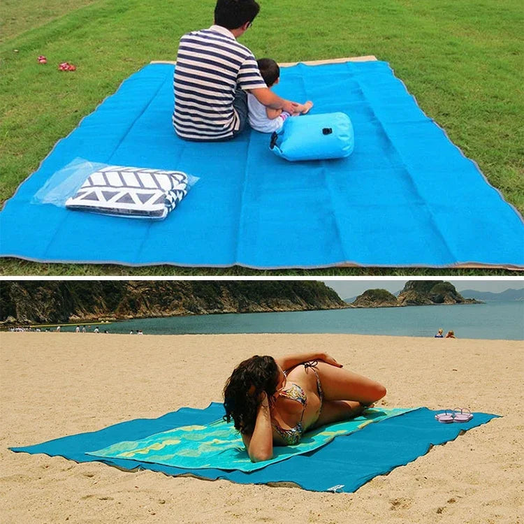 Sandfreie Matte, leicht, faltbar, Picknickdecke für draußen, Campingkissen, Strandmatte, Größe: 2x2m, 2 x 2m (Pink), 2 x 2m (Grün), 200x200m Blau
