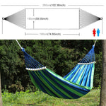 Outdoor Überrollfeste Doppel-Leinwand-Hängematte Tragbare Strandschaukel mit Holzstäben, Größe: 190 x 150 cm, Größe: 190 x 150 cm (Blau), Größe: 190 x 150 cm (Rot)