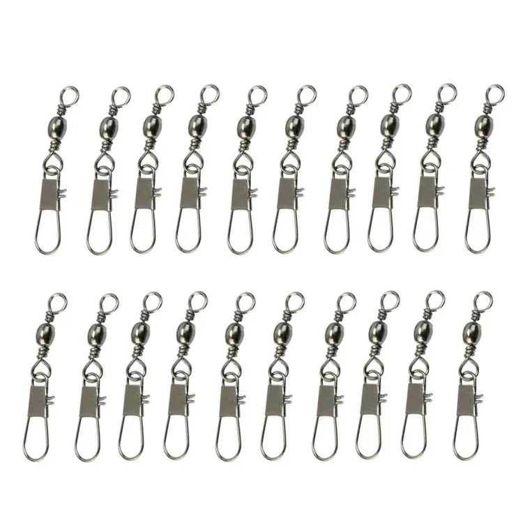 20pcs 8# 3.5cm Fishing Connectors Barrel Swivel with Safety Snap Ring, 20pcs 8# 3.5cm