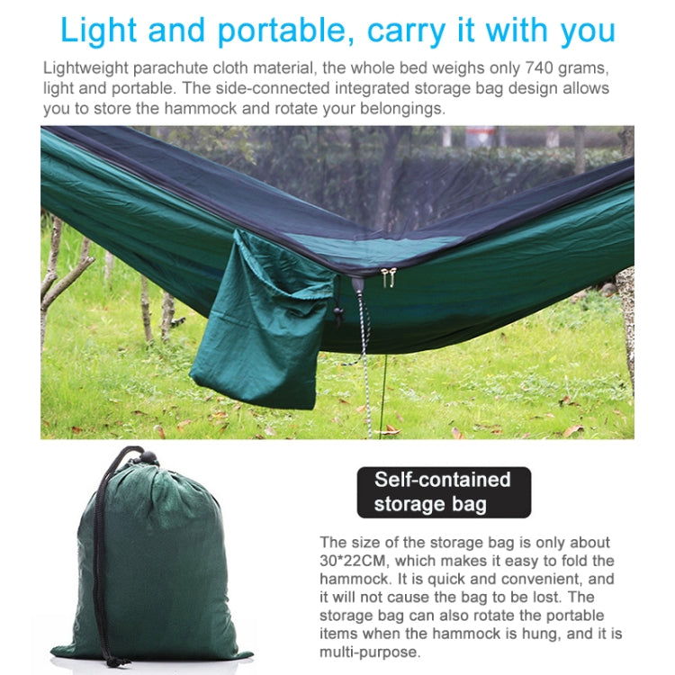 Tragbare Outdoor-Fallschirm-Hängematte mit Moskitonetzen, Armeegrün, Schwarz, Dunkelblau + Babyblau, Pinkblau, Grün, Blau