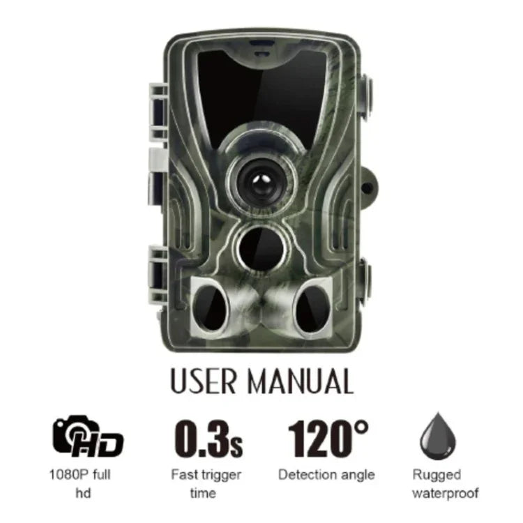 HC801A 8MP wasserdichte IP65 IR Nachtsicht Überwachungs-Wildkamera, Novatek 96650 Programm, 120 Grad Weitwinkel, 110 Grad PIR Erfassungswinkel, HC801A