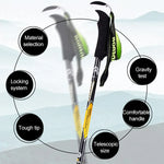 KODENOR Outdoor-Bergsteigen Tragbare Faltbare Karbonfaser-Geradehandgriff-Alpenstöcke Trekkingstöcke, Länge: 63-135CM, Länge: 63-135CM (Schwarz+Grün), Länge: 63-135CM (Schwarz Blau), Länge: 63-135CM (Schwarz Gelb)