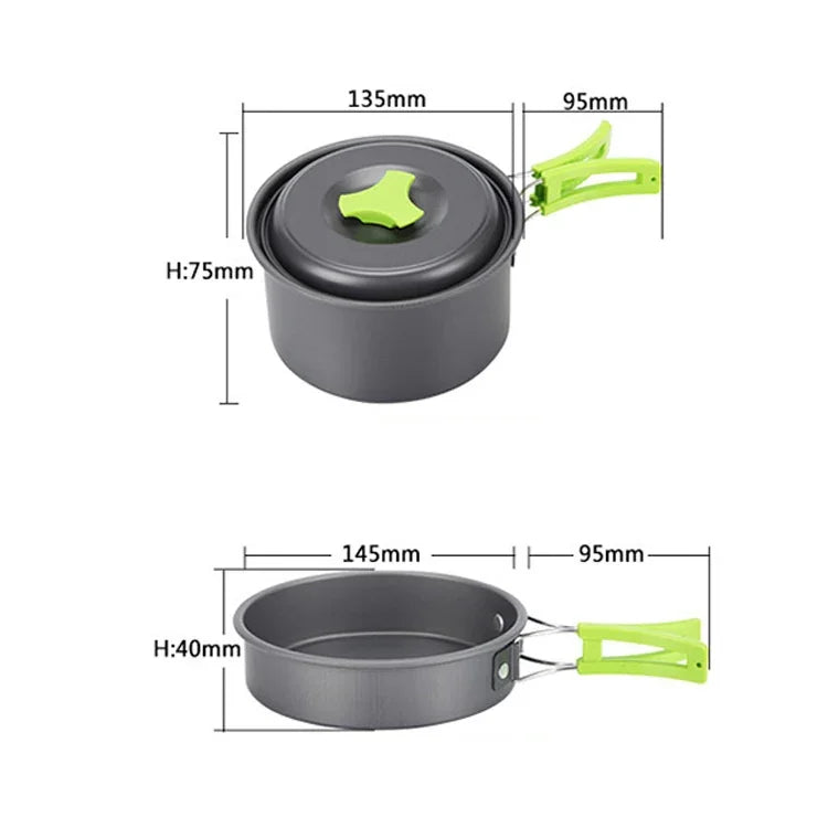 Aotu AT6385 Outdoor Camping-Geschirr-Topf-Kochset für 1-2 Personen, Aotu AT6385