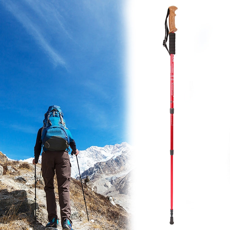 Aotu AT7551 135 cm Aluminiumlegierung Outdoor Camping Kork Wanderstöcke, Schwarz#135cm, Blau#135cm, Rot#135cm, Silber#135cm