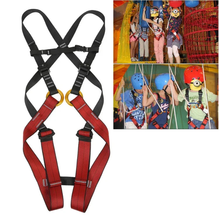 XINDA XDA9516 Outdoor Klettern Polyester Hochfestes Seil Verstellbarer Abseil-Ganzkörpergurt Kinder Größe: S, Größe: S