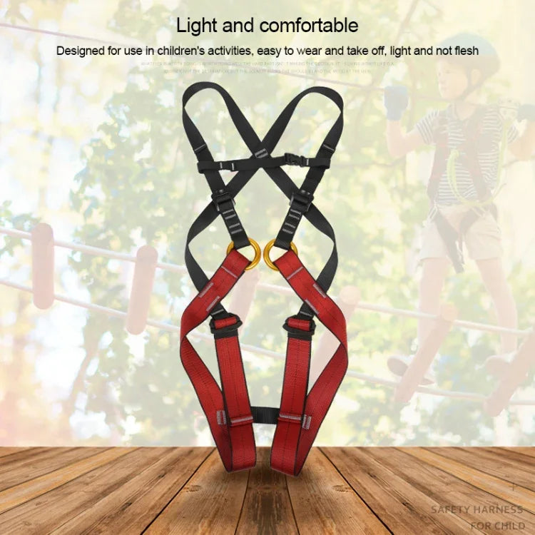 XINDA XDA9516 Outdoor Klettern Polyester Hochfestes Seil Verstellbarer Abseil-Ganzkörpergurt Kinder Größe: S, Größe: S
