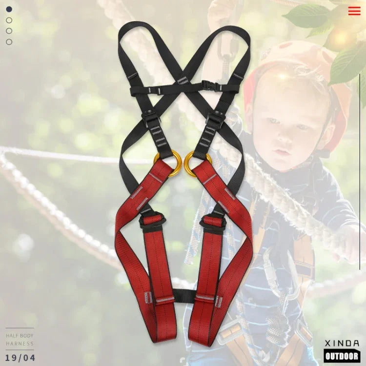 XINDA XDA9516 Outdoor Klettern Polyester Hochfestes Seil Verstellbarer Abseil-Ganzkörpergurt Kinder Größe: S, Größe: S