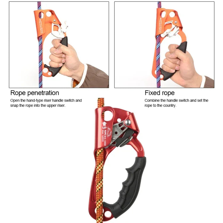 XINDA TP-8606 Outdoor-Klettern, Höhenarbeit, Absturzsicherung, Handseilklemme für 8-12mm Seildurchmesser Rechts, Rechts