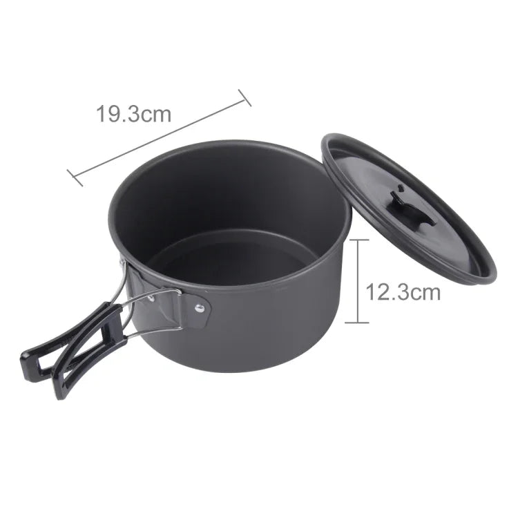 DS-500 Outdoor Camping Ultraleichtes 15-teiliges stapelbares Kochgeschirr-Set für 4-5 Personen, Größe: Large, DS-500 Größe: Large