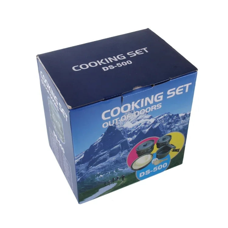 DS-500 Outdoor Camping Ultraleichtes 15-teiliges stapelbares Kochgeschirr-Set für 4-5 Personen, Größe: Large, DS-500 Größe: Large