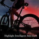 IP65 Wasserdichte USB wiederaufladbare Smart COB LED Alarm Fahrrad Rücklicht mit Fernbedienung, Steuerungsreichweite: 1-100m, IP65 wasserdichtes Rücklicht