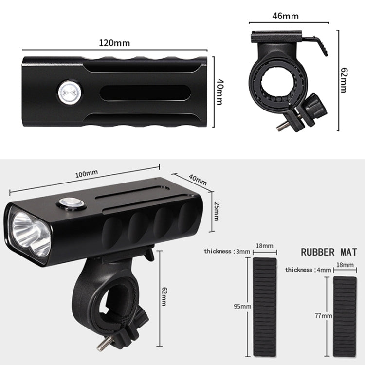 BX2 USB aufladbare Fahrradlampe Front-Lenker LED-Licht (3 Stunden, L2 Lampenperlen), 3 Stunden, L2 Lampenperlen