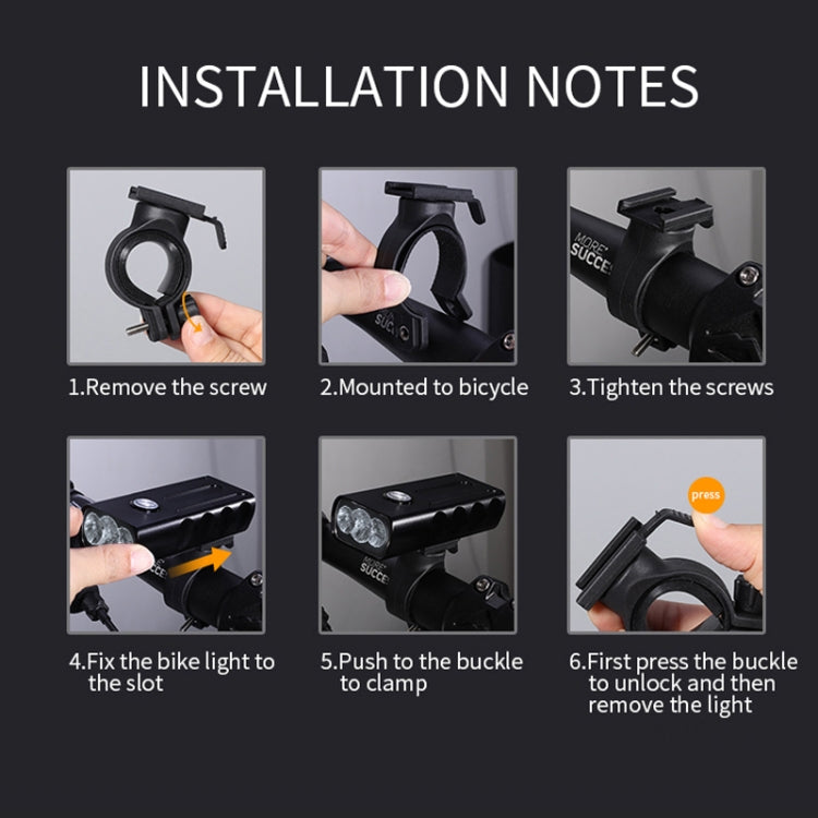 BX3 USB aufladbare Fahrradlampe Front-Lenker LED-Licht (10 Stunden, T6+A02 Lampe), 10 Stunden, T6+A02 Lampe