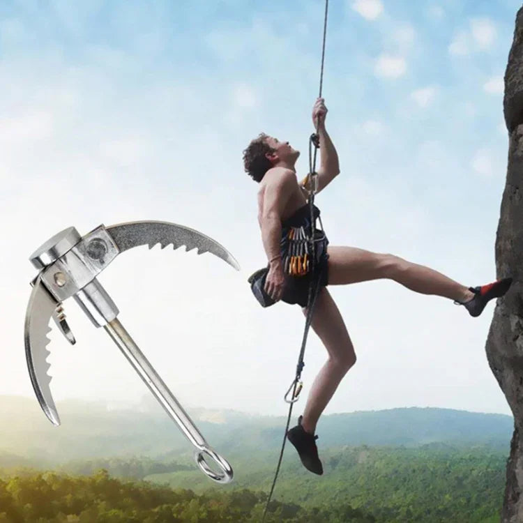 KS042 Outdoor Sport Wildnis Überleben Karabiner Klappanker Greifhaken Eiskletter-Bergsteigerwerkzeug mit drei Klauen