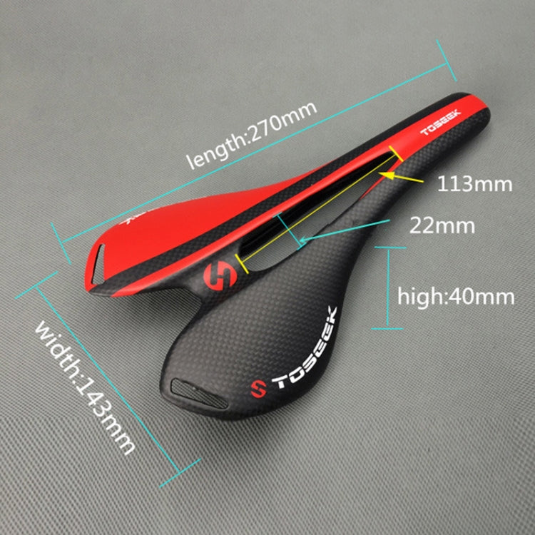 TOSEEK Rennrad Carbonfaser-Sitz Fahrrad hohler Sattel, 3K Struktur + Mattierung, Mattierung (Blau), Mattierung (Rot), Mattierung (Weiß), Mattierung (Gelb), Mattierung (Schwarz), Mattierung (Orange), Mattierung (Grün), Mattierung (Grau)