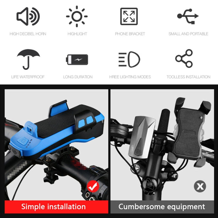 Multifunktion 4 in 1 Handyhalter Fahrradklingel Fahrradlampe Taschenlampe, 4 in 1 Handyhalter