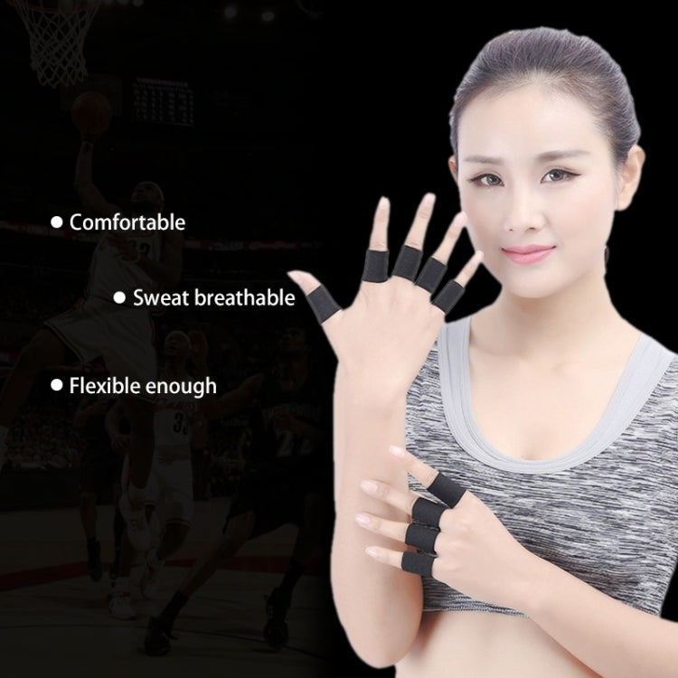 10 Stück Elastische Polyester Sport Fingerstützschoner, Größe: 3,5 x 3cm (Schwarz), Finger schützen