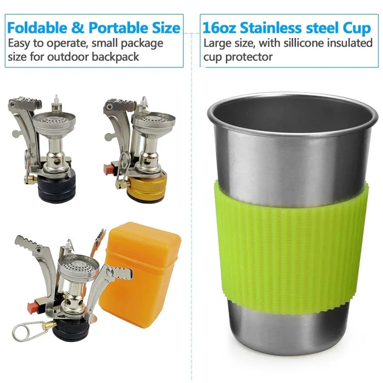 DS-101 Tragbares Outdoor-Camping-Kochset Picknick-Kessel-Kochgeschirr-Kombination