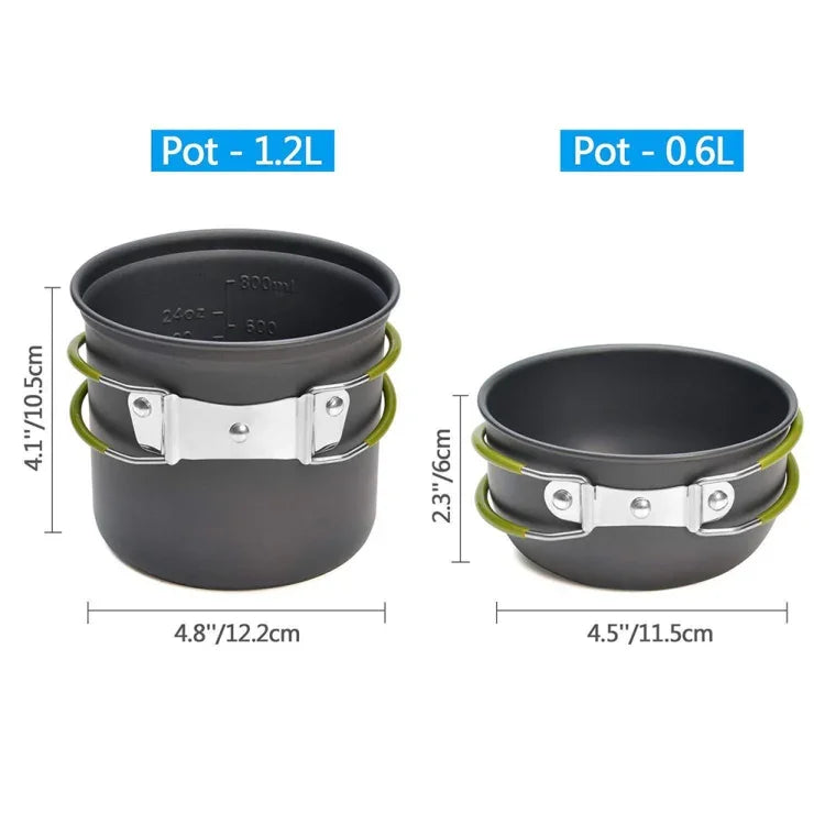 DS-101 Tragbares Outdoor-Camping-Kochset Picknick-Kessel-Kochgeschirr-Kombination