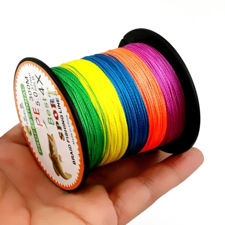 HENGJIA Bunte 5.0# 0,37 mm 50 lb 22,6 kg Zugkraft 300 m Extra starke 4-fach geflochtene PE-Angelschnur, Drachenschnur, 5.0# 0,37 mm 50 lb