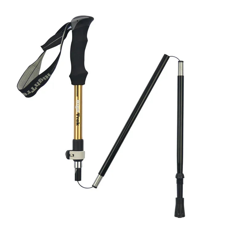 Outdoor Bergsteigen Tragbarer, faltbarer, ultraleichter Wanderstock aus Aluminiumlegierung, Länge: 35-125 cm, Länge: 35-125 cm (Gold), Länge: 35-125 cm (Blau), Länge: 35-125 cm (Rot)