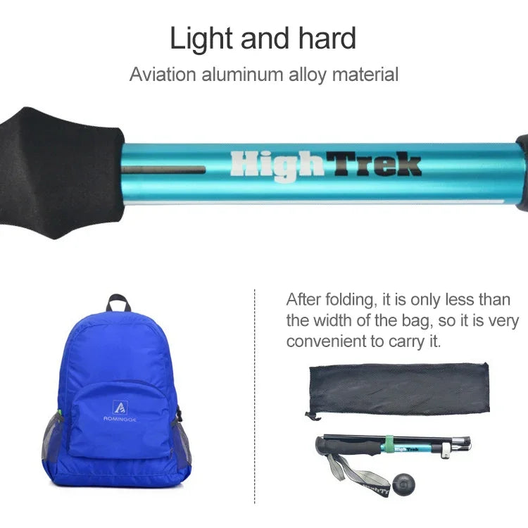 Outdoor Bergsteigen Tragbarer, faltbarer, ultraleichter Wanderstock aus Aluminiumlegierung, Länge: 35-125 cm, Länge: 35-125 cm (Gold), Länge: 35-125 cm (Blau), Länge: 35-125 cm (Rot)