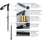 Outdoor Bergsteigen Tragbarer, faltbarer, ultraleichter Wanderstock aus Aluminiumlegierung, Länge: 35-125 cm, Länge: 35-125 cm (Gold), Länge: 35-125 cm (Blau), Länge: 35-125 cm (Rot)