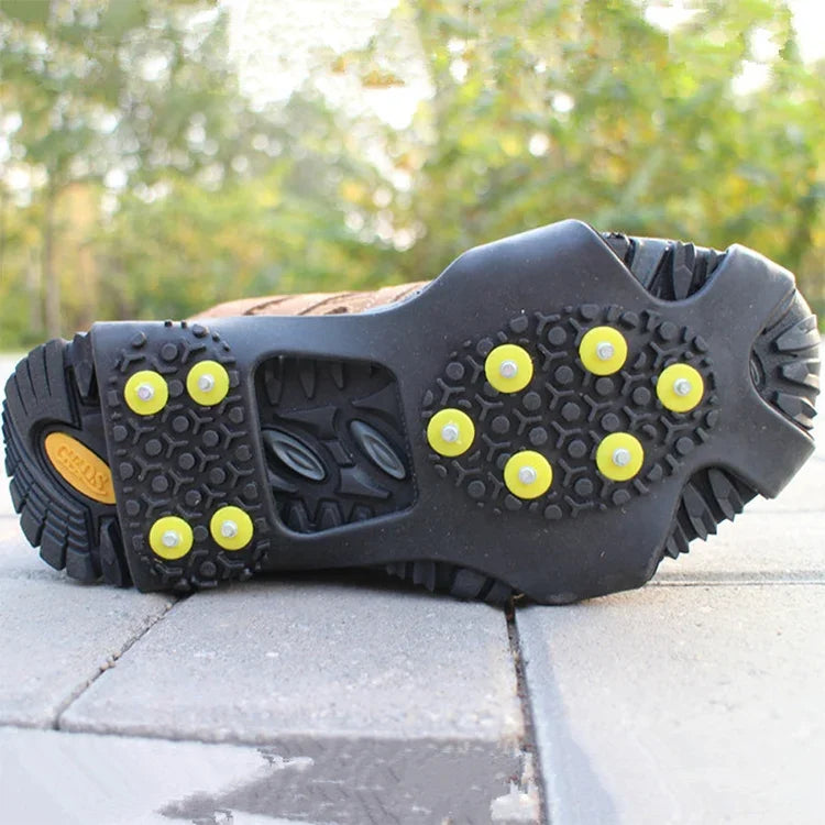 10 Zähne Eiskralle Outdoor-Antirutsch-Schuhüberzüge für Eis- und Schneeboden, Größe: L, Größe: L