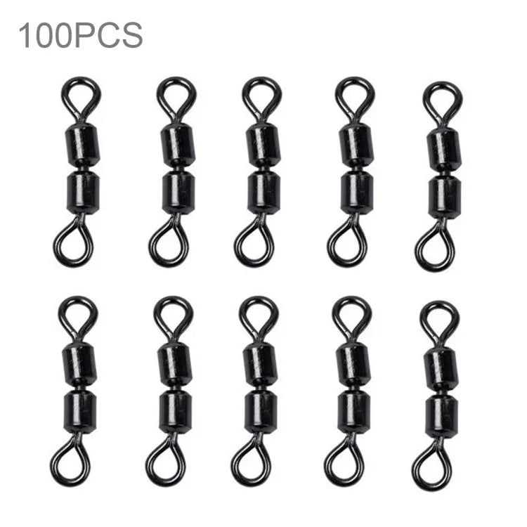 100 Stück 8-Form Angelwirbel, rollend, mit Doppelringen, Verbinder