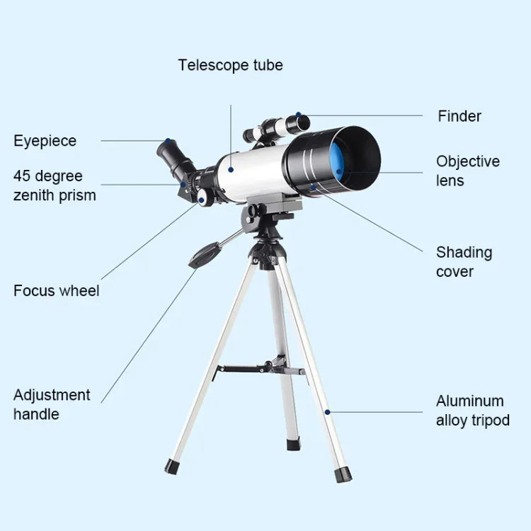 WR852 16x/66x70 High Definition High Times astronomisches Teleskop mit Stativ, 66x70 weiß