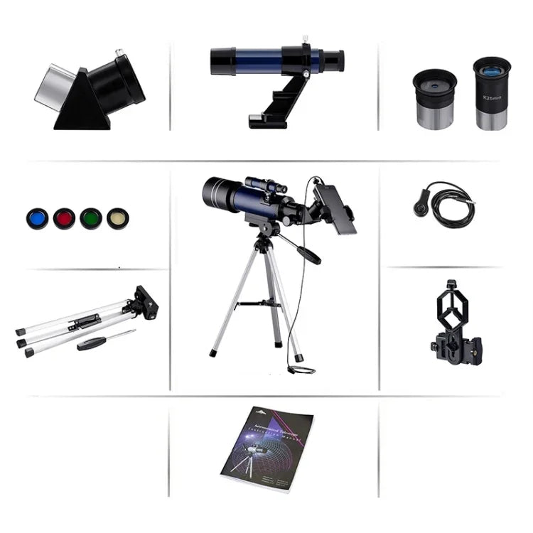WR852-3 16x/66x70 High Definition High Times Astronomisches Teleskop mit Stativ & Telefonhalterung & Mondfilter, 66x70 Weiß + Mondfilter, 66x70 Blau + Mondfilter