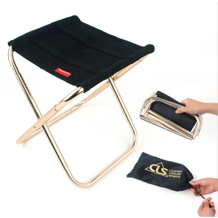 CLS Outdoor Tragbarer Klapphocker aus Aluminiumlegierung für Angeln und Grillen, Größe: 24,8 x 22,5 x 27 cm, CLS Klapphocker (Schwarz)