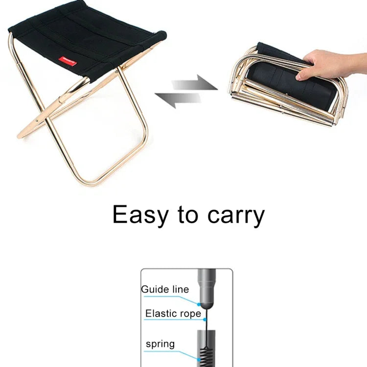 CLS Outdoor Tragbarer Klapphocker aus Aluminiumlegierung für Angeln und Grillen, Größe: 24,8 x 22,5 x 27 cm, CLS Klapphocker (Schwarz)