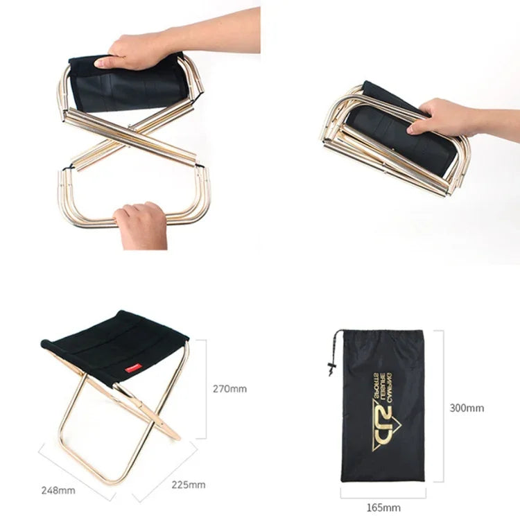 CLS Outdoor Tragbarer Klapphocker aus Aluminiumlegierung für Angeln und Grillen, Größe: 24,8 x 22,5 x 27 cm, CLS Klapphocker (Schwarz)