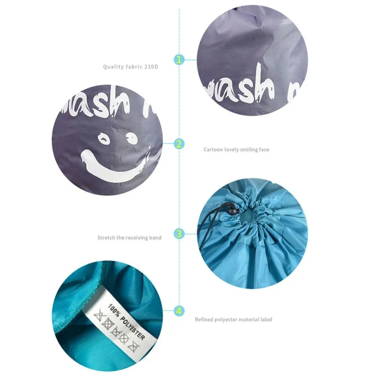 Aufbewahrungsbeutel mit Kordelzug aus Nylon für Zuhause, Kleidung und Reisen, mit Smiley-Gesichtsmuster