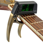 Professionelles Gitarrenstimmgerät mit Clip, Loftstyle chromatisches Clip-Tuner mit drehbarem LCD-Display und Beleuchtung, Einhand-Gitarren-Capo