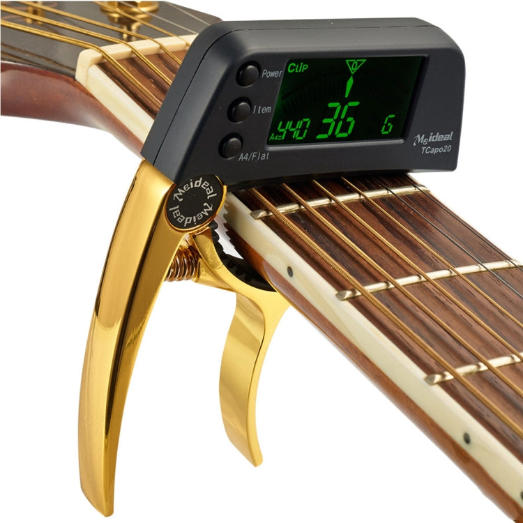 Professionelles Gitarrenstimmgerät mit Clip, Loftstyle chromatisches Clip-Tuner mit drehbarem LCD-Display und Beleuchtung, Einhand-Gitarren-Capo