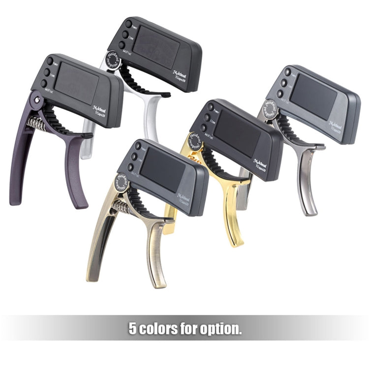 Professionelles Gitarrenstimmgerät mit Clip, Loftstyle chromatisches Clip-Tuner mit drehbarem LCD-Display und Beleuchtung, Einhand-Gitarren-Capo