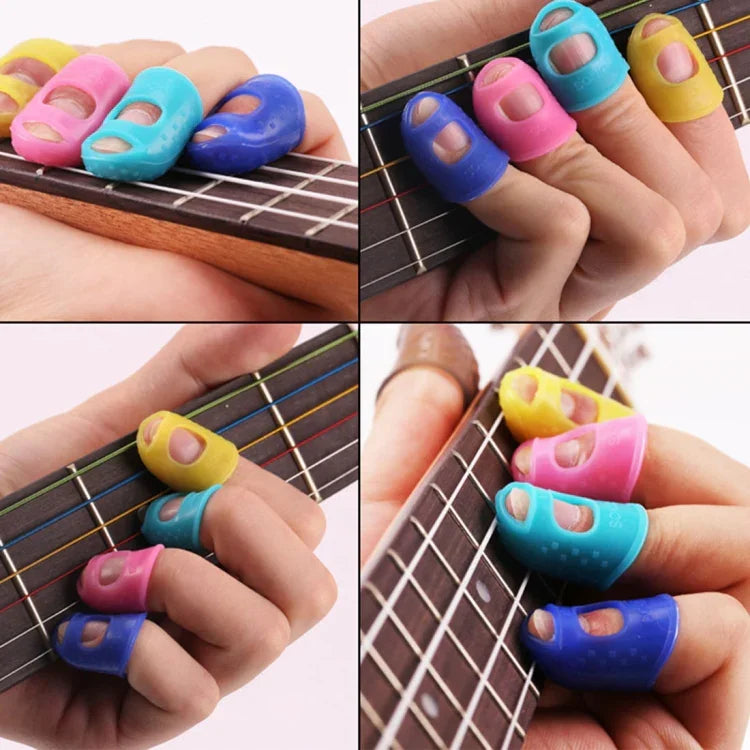10 Stück Fingerschutzkappen für Gitarre und Ukulele (Saiteninstrumente), schmerzfrei, Farbe zufällig (Größe: S), Größe: S