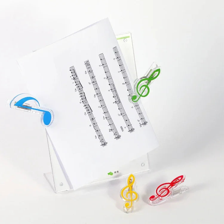 10 Stück Buchclips in Form von Musiknoten aus PP-Material und Edelstahl mit Feder, Deluxe-Seitenhalter, zufällige Farbauswahl