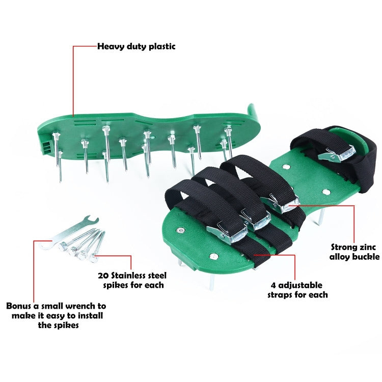 Garten Rasen Gartengeräte Grasreißer Spikeschuhe mit 8 Metallverschlüssen, Mit 8 Metallverschlüssen (Schwarz), Mit 8 Metallverschlüssen (Grün)