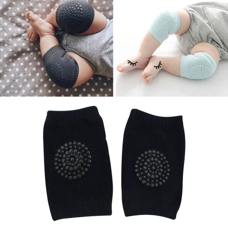 Ein Paar rutschfeste Knie- und Ellenbogenschoner für Kinder und Babys zum Krabbeln und Laufen, 12 * 9 cm (Schwarz)