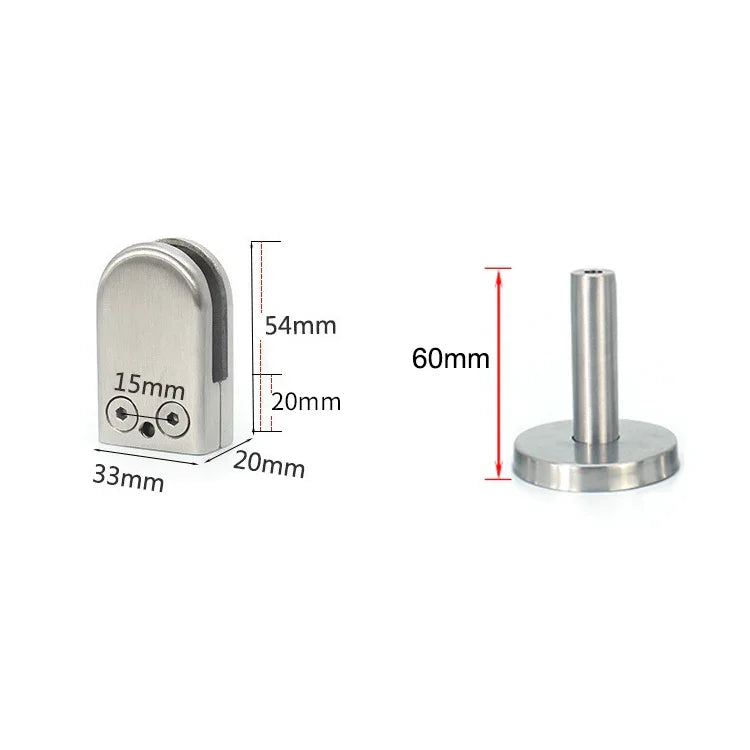 201 Edelstahl Glas Fischmundstützstange Befestigungsclip mit 14x60mm Stange, Spezifikation: S, S, mit 14x60mm Stange